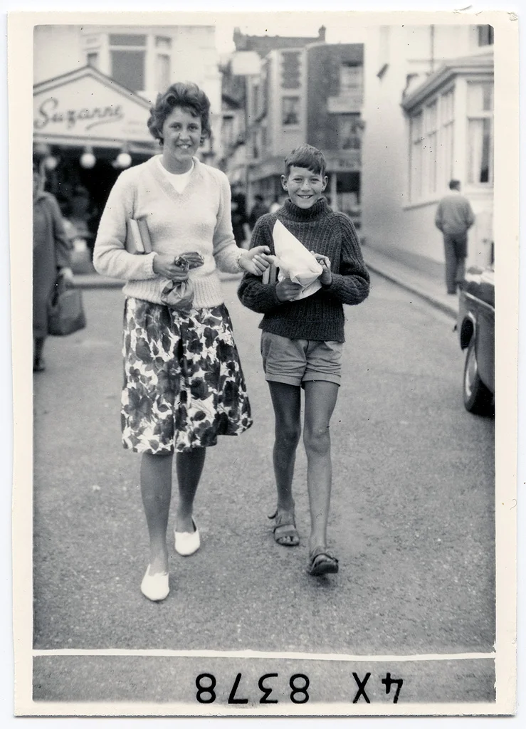 Pamela Stafford and Dick Stafford walking along Broadstairs seafront, by The Albion. ©Pamela Stafford