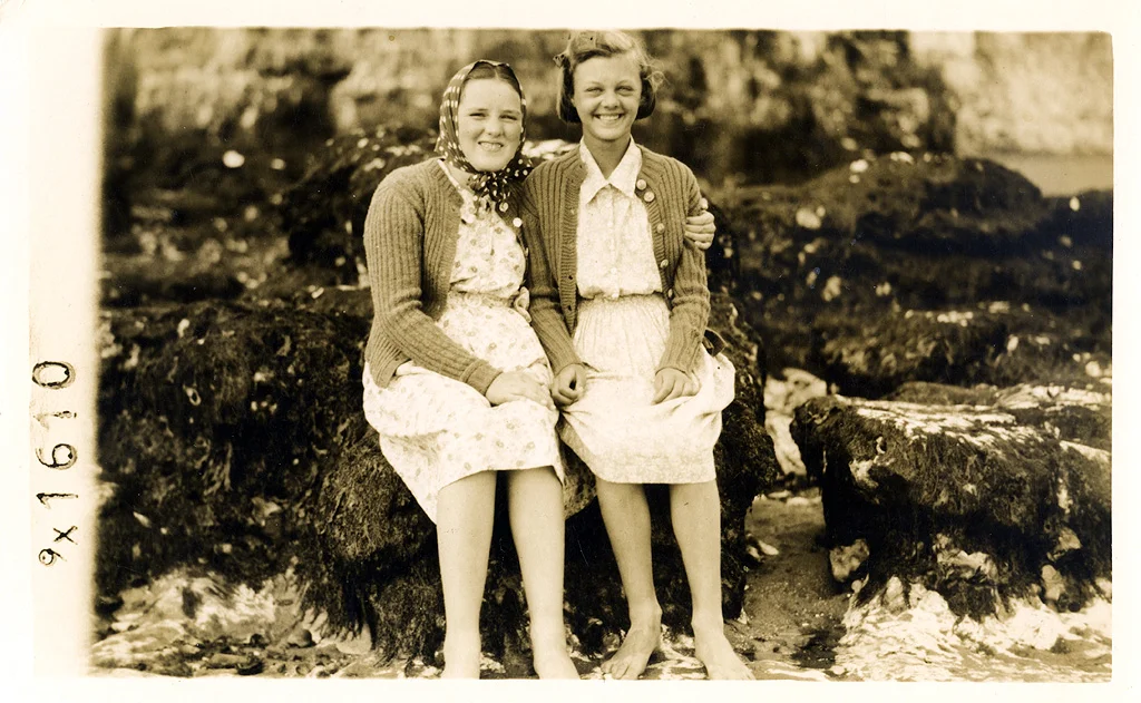 Barbara, 12 years 10 months. Hazel, 12 years 4 months. Broadstairs August 1939. ©Paul Godfrey