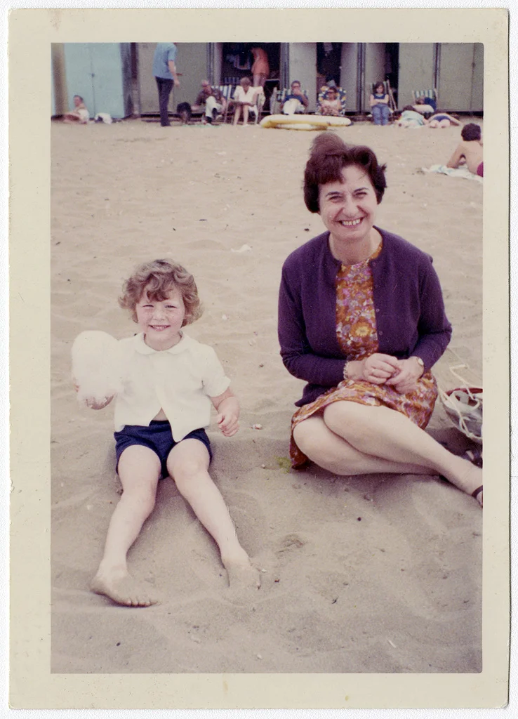 Michaela Mays with Peggy White ('Aunt')' Viking Bay Broadstairs, Kent. 1968. © Phil Mays © SEAS Photography