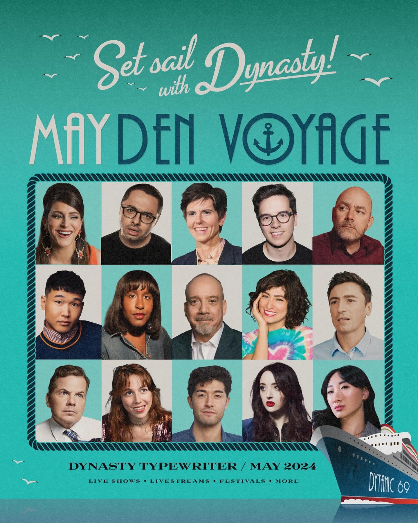 🛳️ 🥂  This month, set sail at Dynasty! 🌊  Join us on our MAYden voyage through these waters absolutely teeming with programming. Paul Giamatti, Chris Fleming, Tina Friml, Bruce McCulloch, Bigger!, Andrea Jin and more&hellip; like so much more!