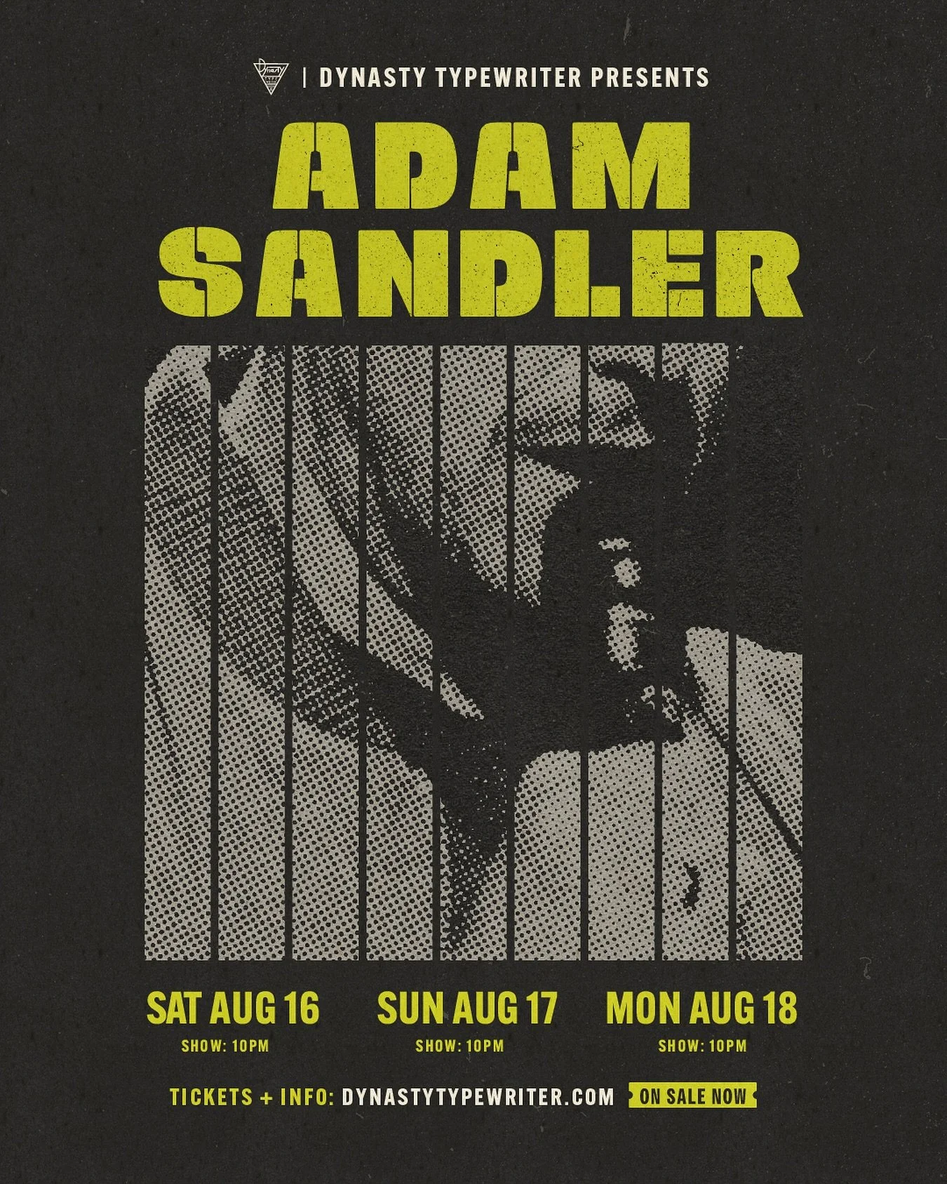 🚨 BIG SHOW ALERT! 🚨 Adam Sandler is coming back to Dynasty for three nights only! Sat 8/16, Sun 8/17, Mon 8/18! All shows at 10pm.

An intimate room. A comedy legend. World famous popcorn 🍿. Wow.

Tickets will vanish instantly (maybe already have 