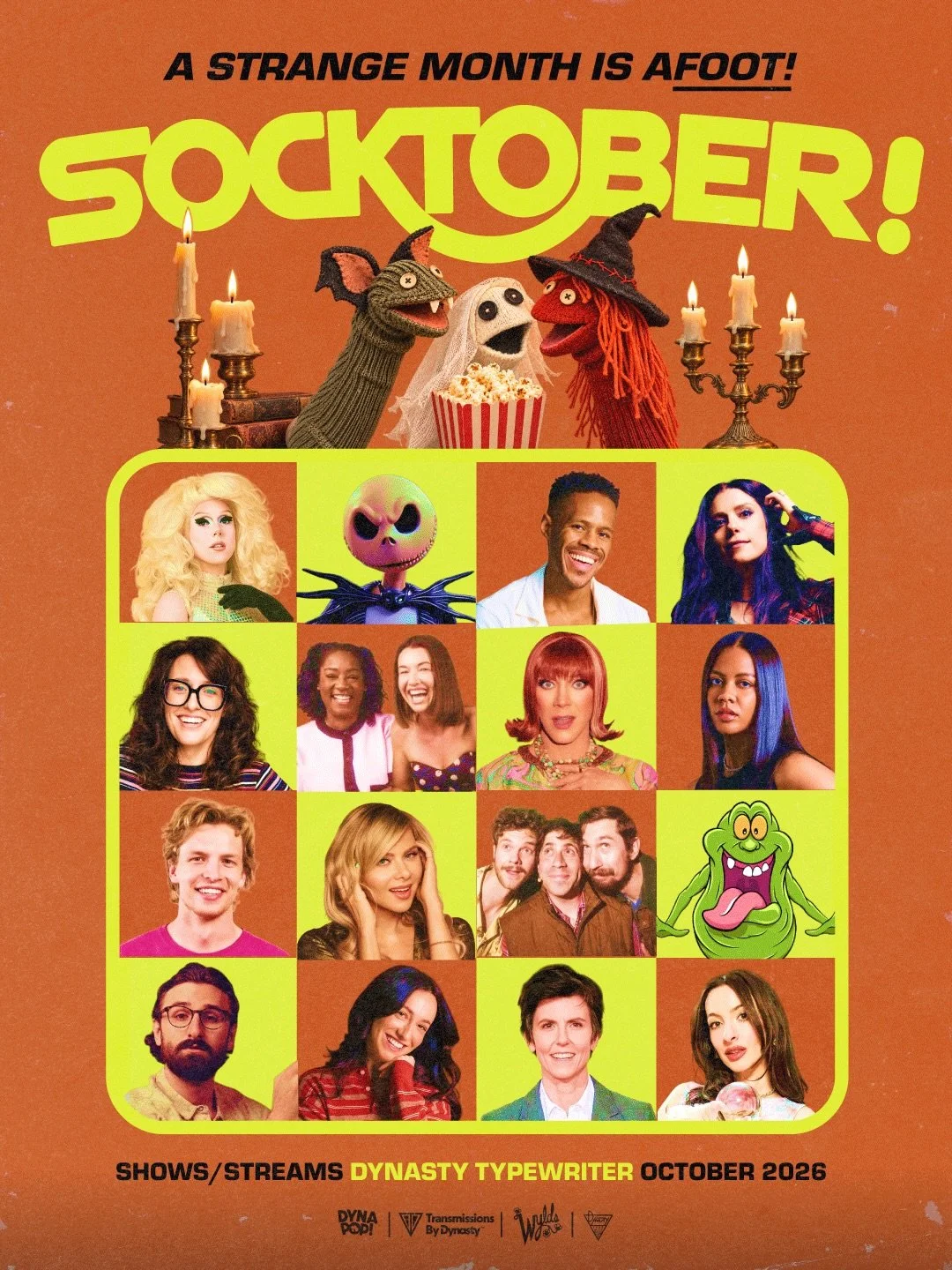 A STRANGE MONTH IS AFOOT! 🧦🎃 Darn right, it&rsquo;s SOCKTOBER at DYNASTY. A whole darn month of comedy, screenings, improv, spooky spectacles, live reads, concerts, book launches, livestreams, and other assorted entertainment for your feet, eyes, e