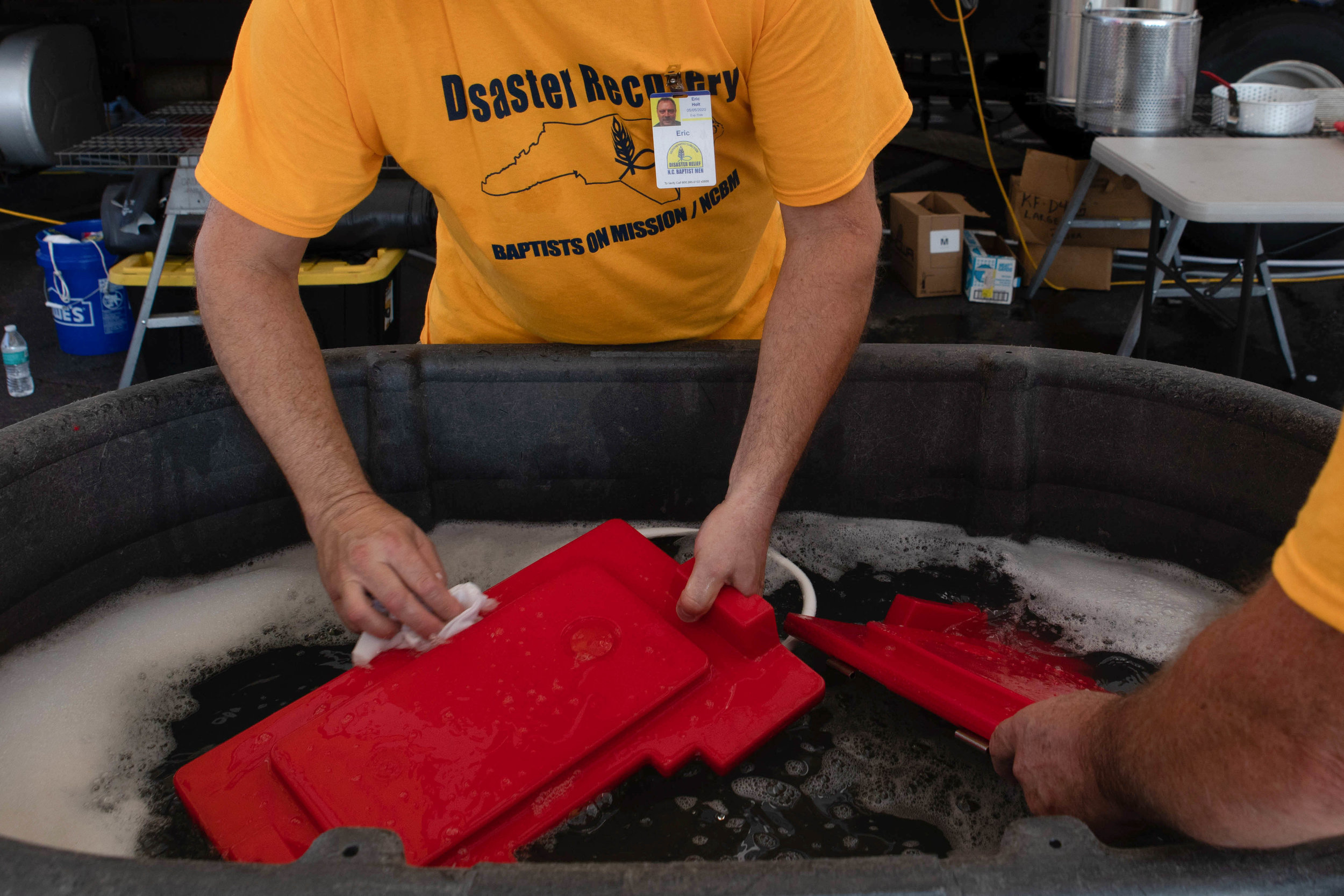  Recovery is slow, but the N.C. Baptist Men (and women) delivered food everyday for a couple weeks following the flooding. Some of the women said they started cooking at 3 a.m. "My employer let me off for a week. I’m 53 and there’s not too many of pe