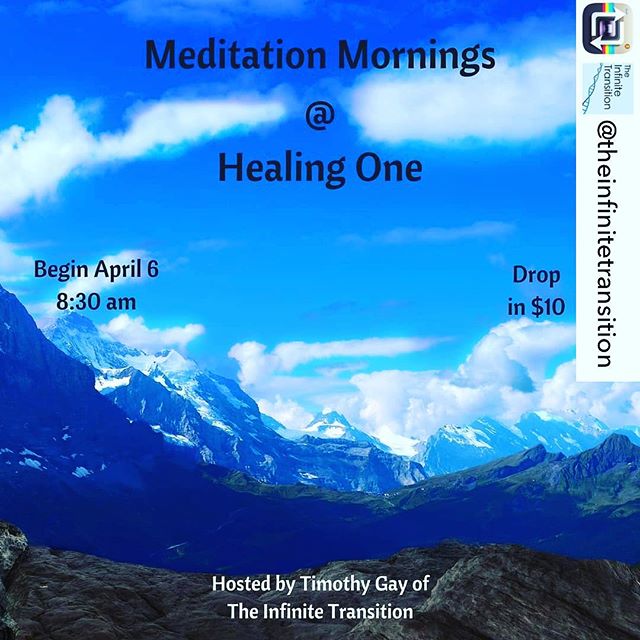 Repost from @theinfinitetransition using @RepostRegramApp - I'm excited to announce that I will be hosting meditation mornings at @healingoneworld beginning April 6! These sessions will be combining Theta Healing and guided meditation to provide a on