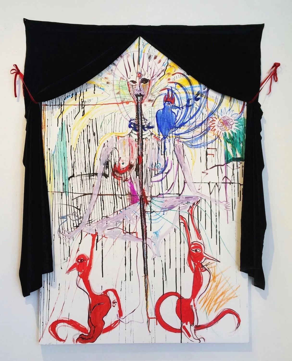  40" x 60"  Queen of Wands  Mixed media on canvas 