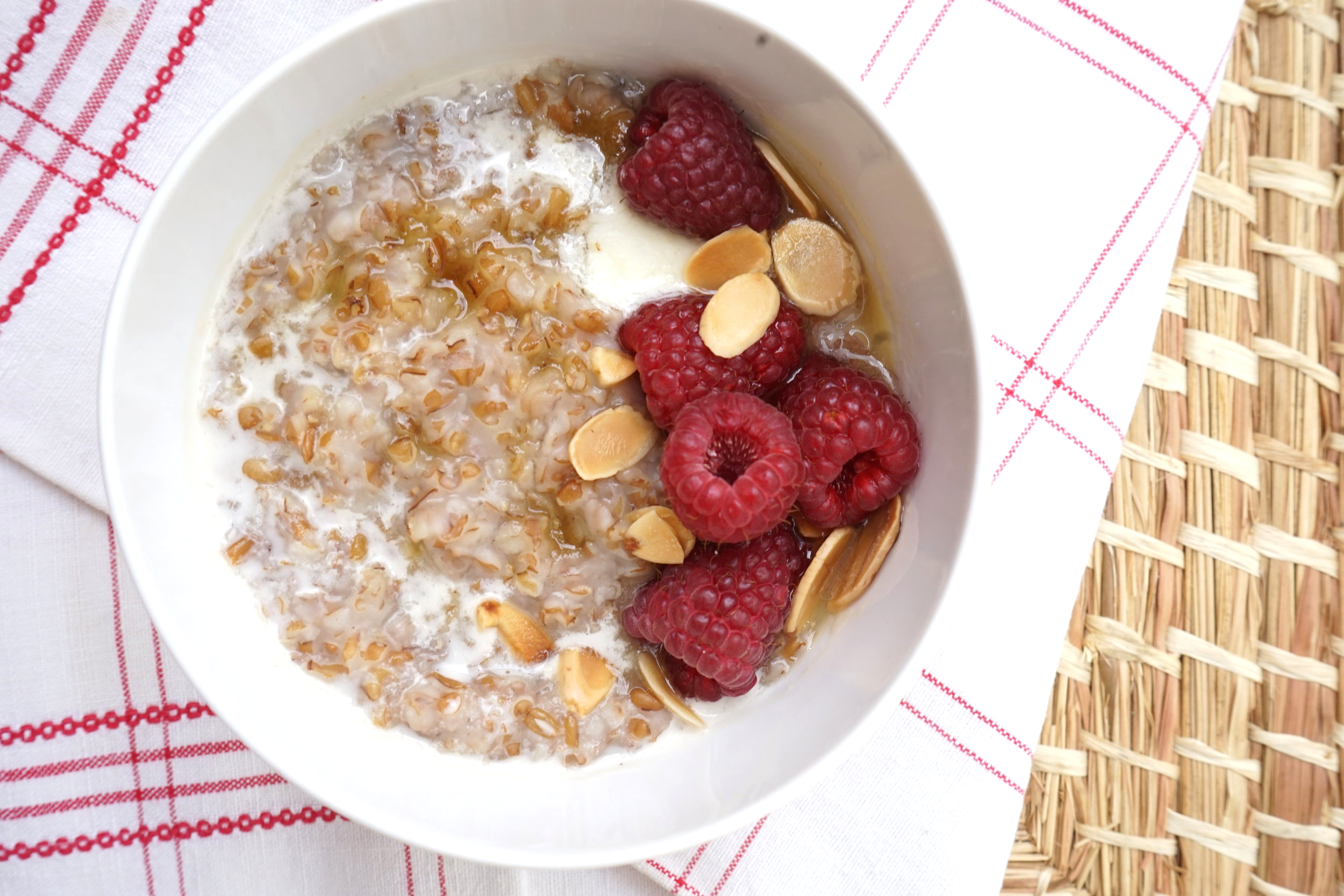 Bulgur Porridge with Almond Milk and Toasted Almonds