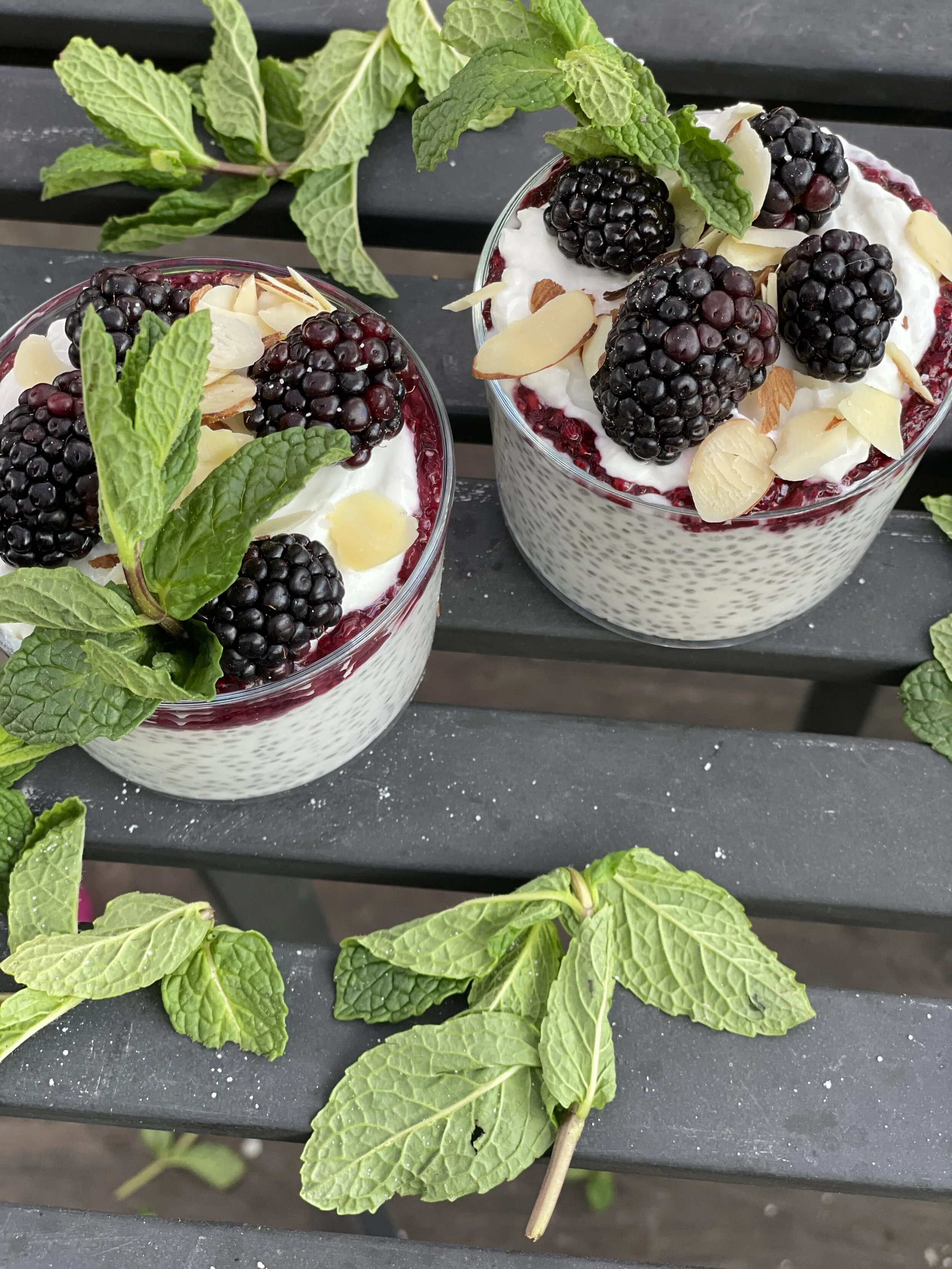 Chia Pudding Parfait with Blackberry Jam
