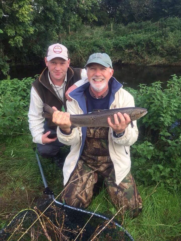 Derek and Frank with his Atlantic Salmon.