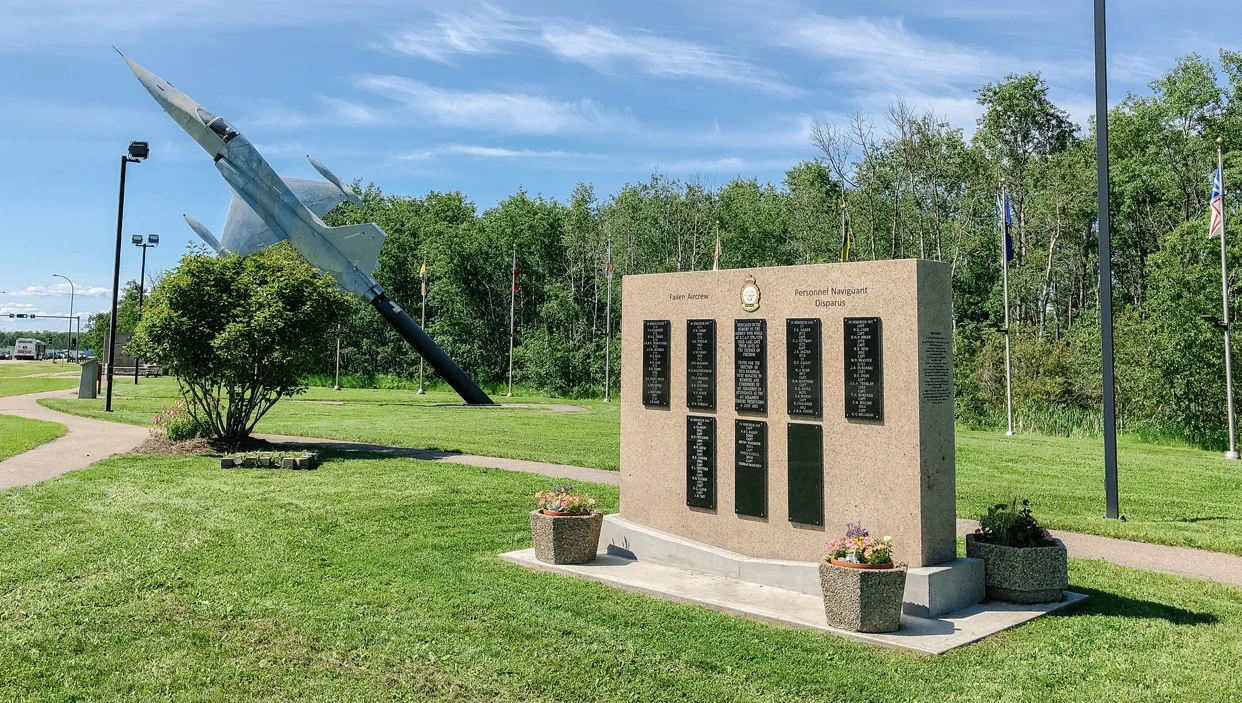 Fallen Air Crew & F18 Monuments at 4 Wing Cold Lake Entrance Erection of F18 Plane Monuments - 2012 Construction of Fallen Air Crew Memorial - 2016