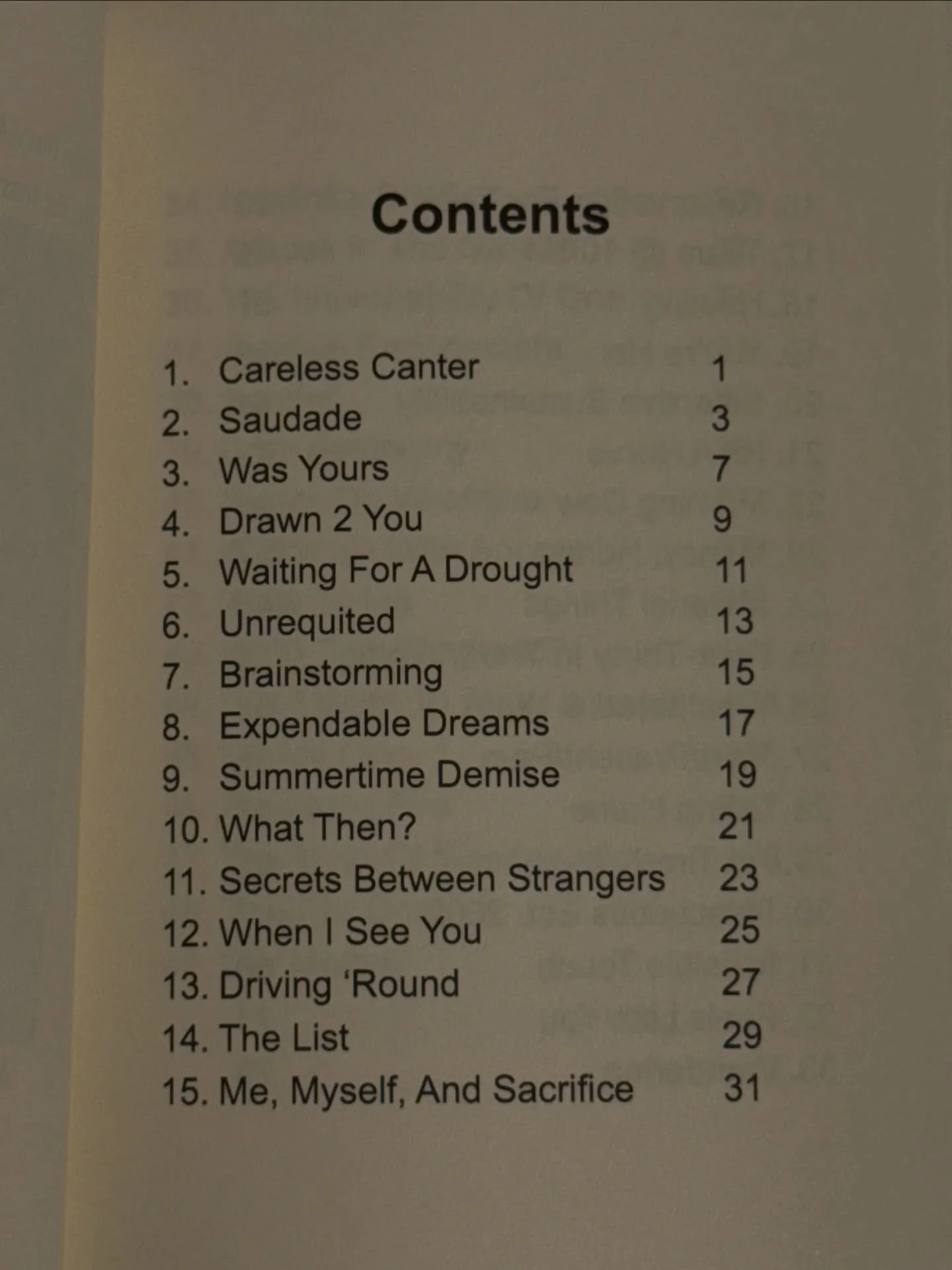 The contents from my poetry book, Too Busy 4 Heartbreak (available worldwide on Amazon). Judging by title alone, which one(s) do you want to read the most? 🥀🐴💔 #poetry