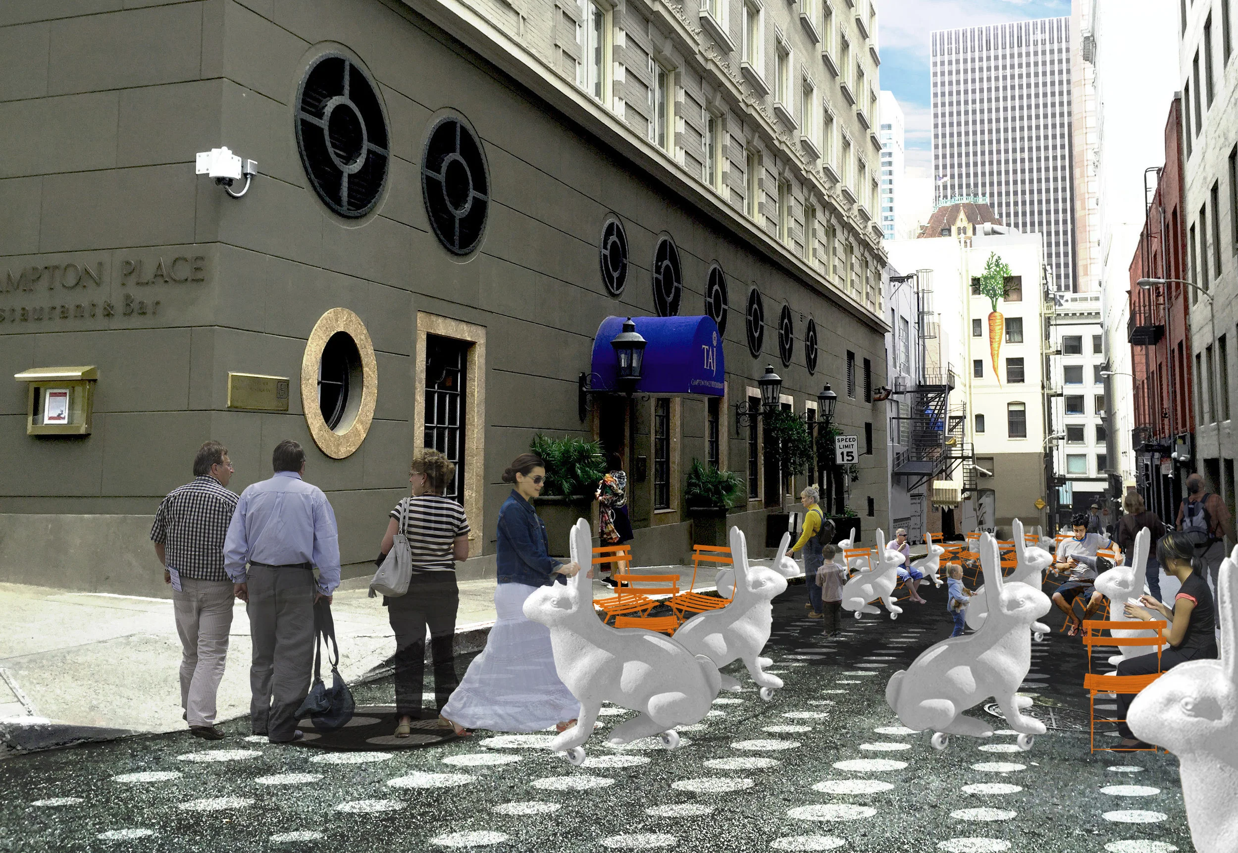 *Whimsical Rabbits are movable public art pieces that the community can engage in.