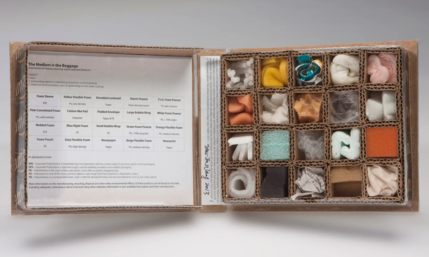 The opened clamshell with 20 packing materials.
