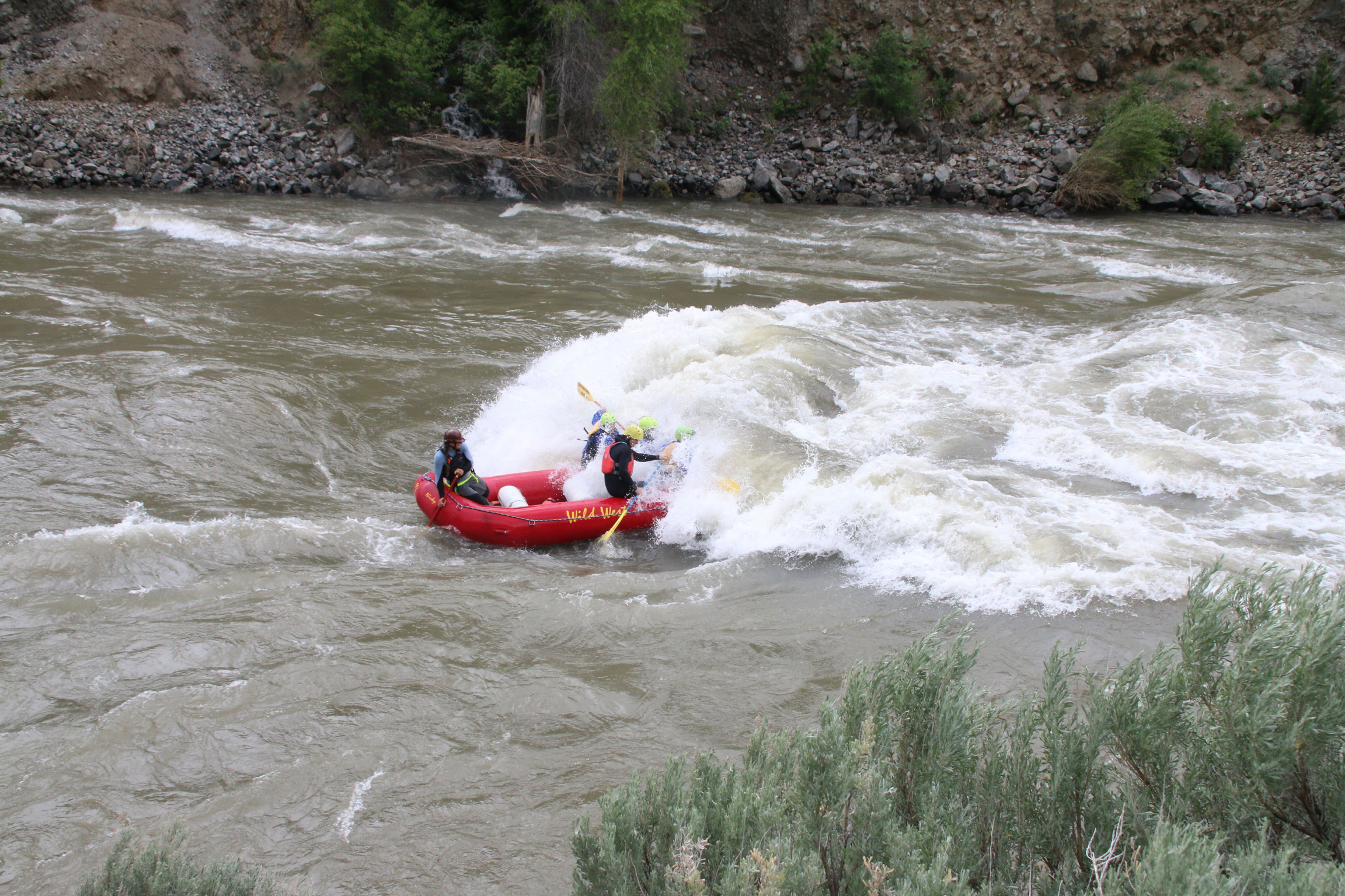 Our guide Allie hitting Big Rock rapid last June in Yankee Jim Canyon.