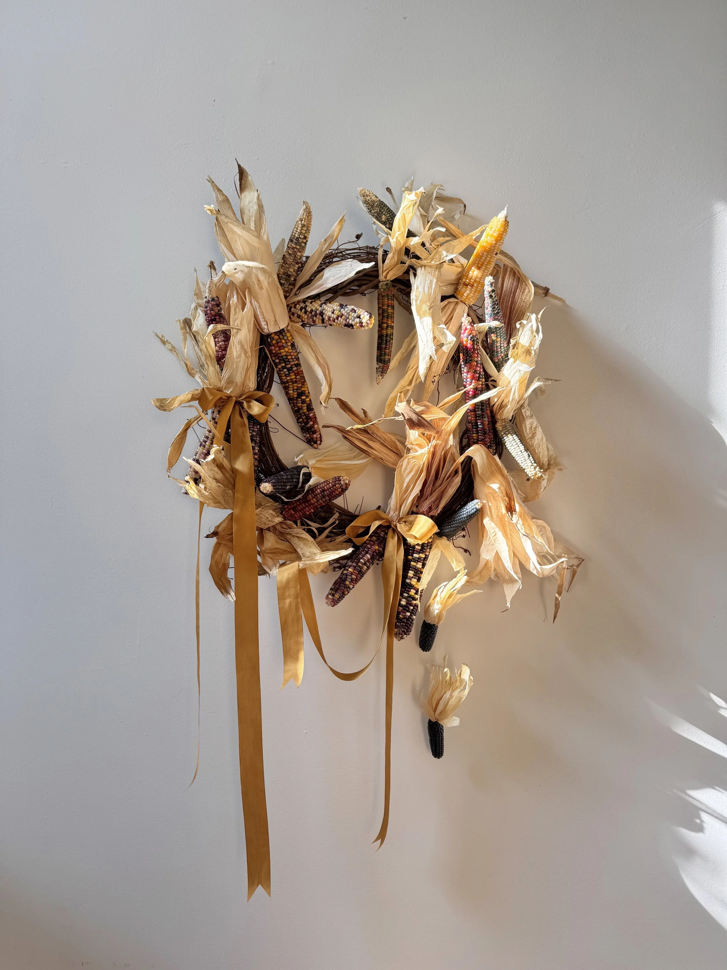 Gem Corn Wreath with SIlk Ribbons