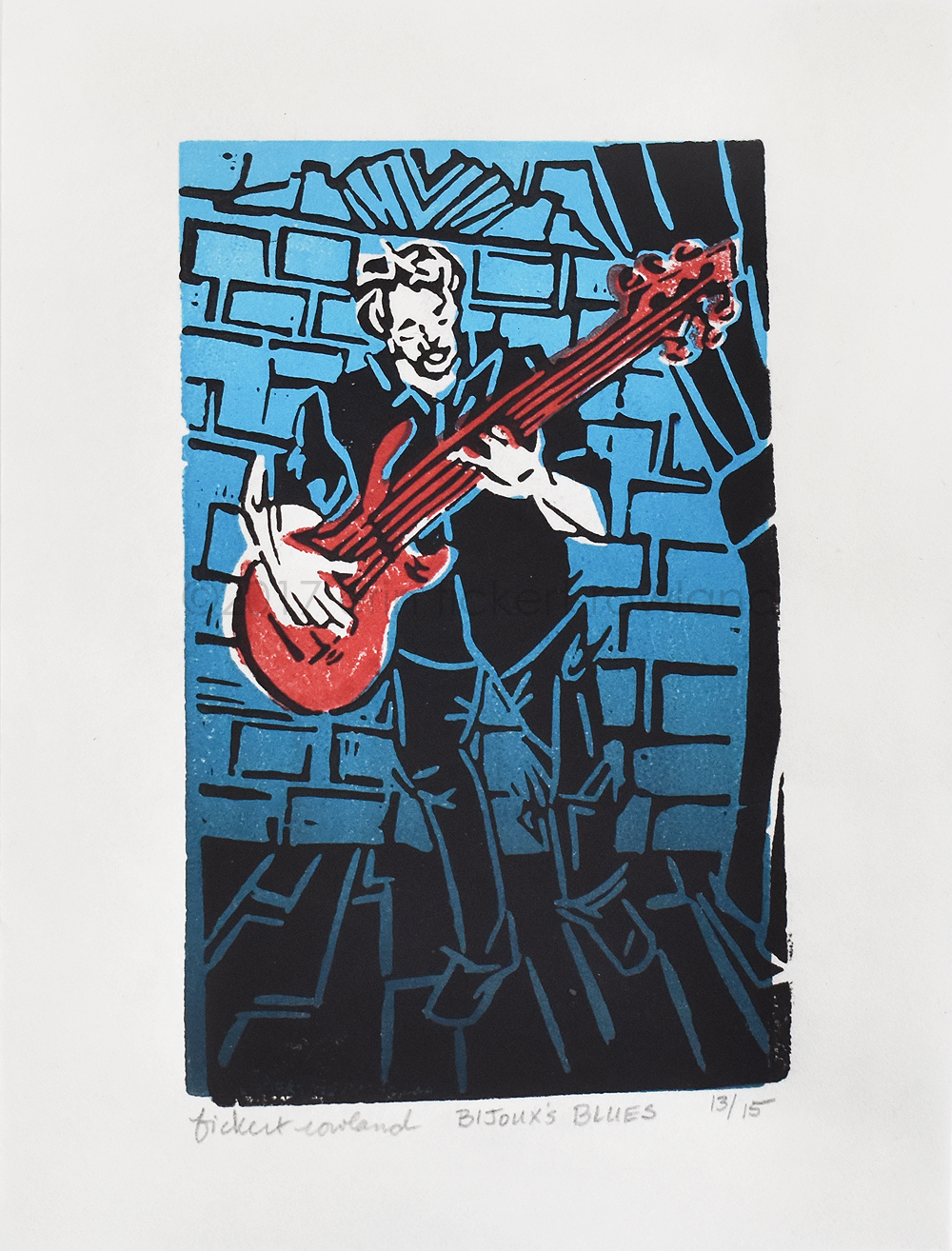 "Bijoux's Blues" Limited Edition of 15 3 in x 4 in Matted to 5 in x 7 in