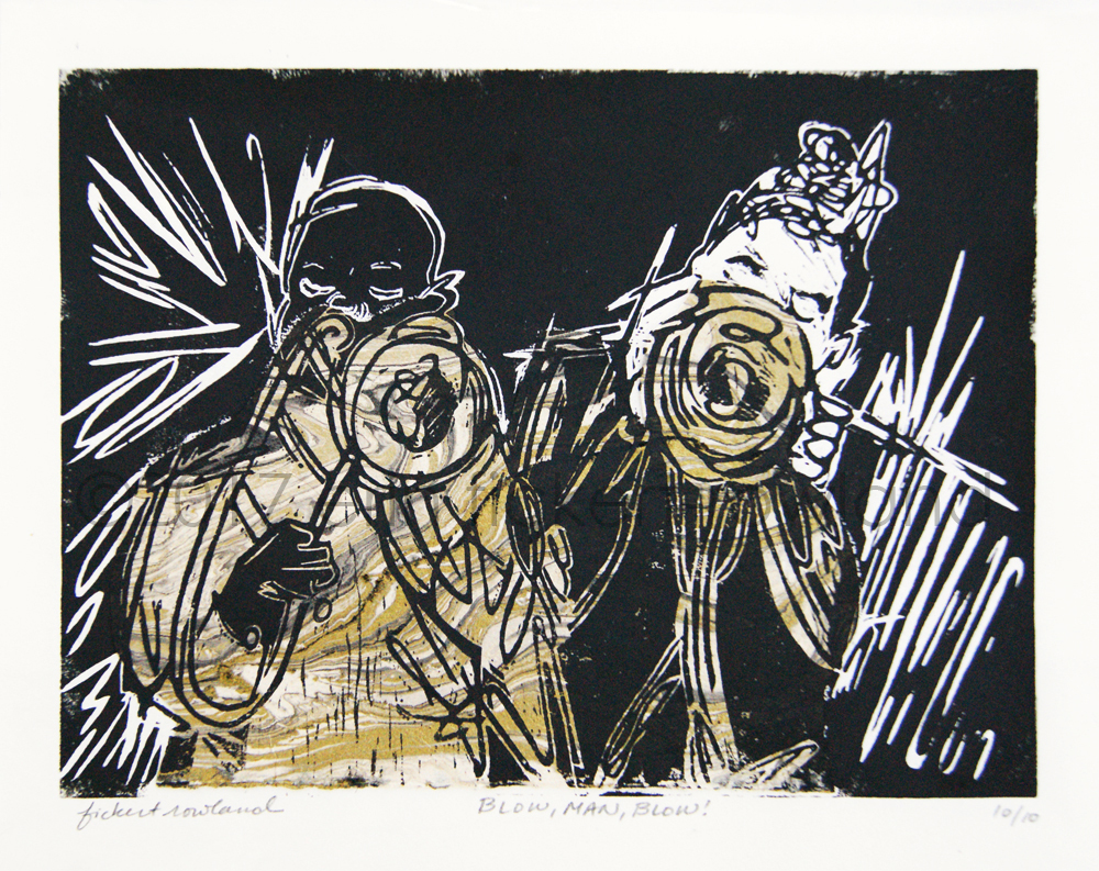"Blow, Man, Blow!" Limited Edition of 10 7 in x 9 in Matted to 11 in x 14 in