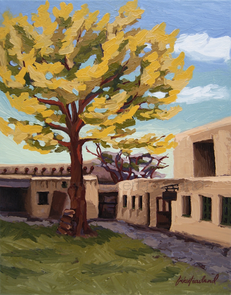"A Tree Grows in the Courtyard, Palace of the Governors, NM" 11 in x 14 in
