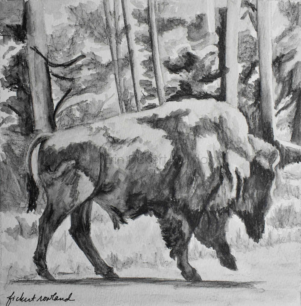 "Elusive Crossing" 9 in x 9 in Matted to 12 in x 12 in