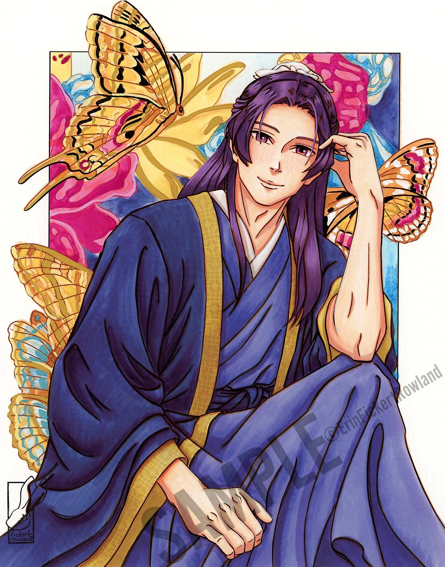 Royal Robes Anime Embellished Art Print