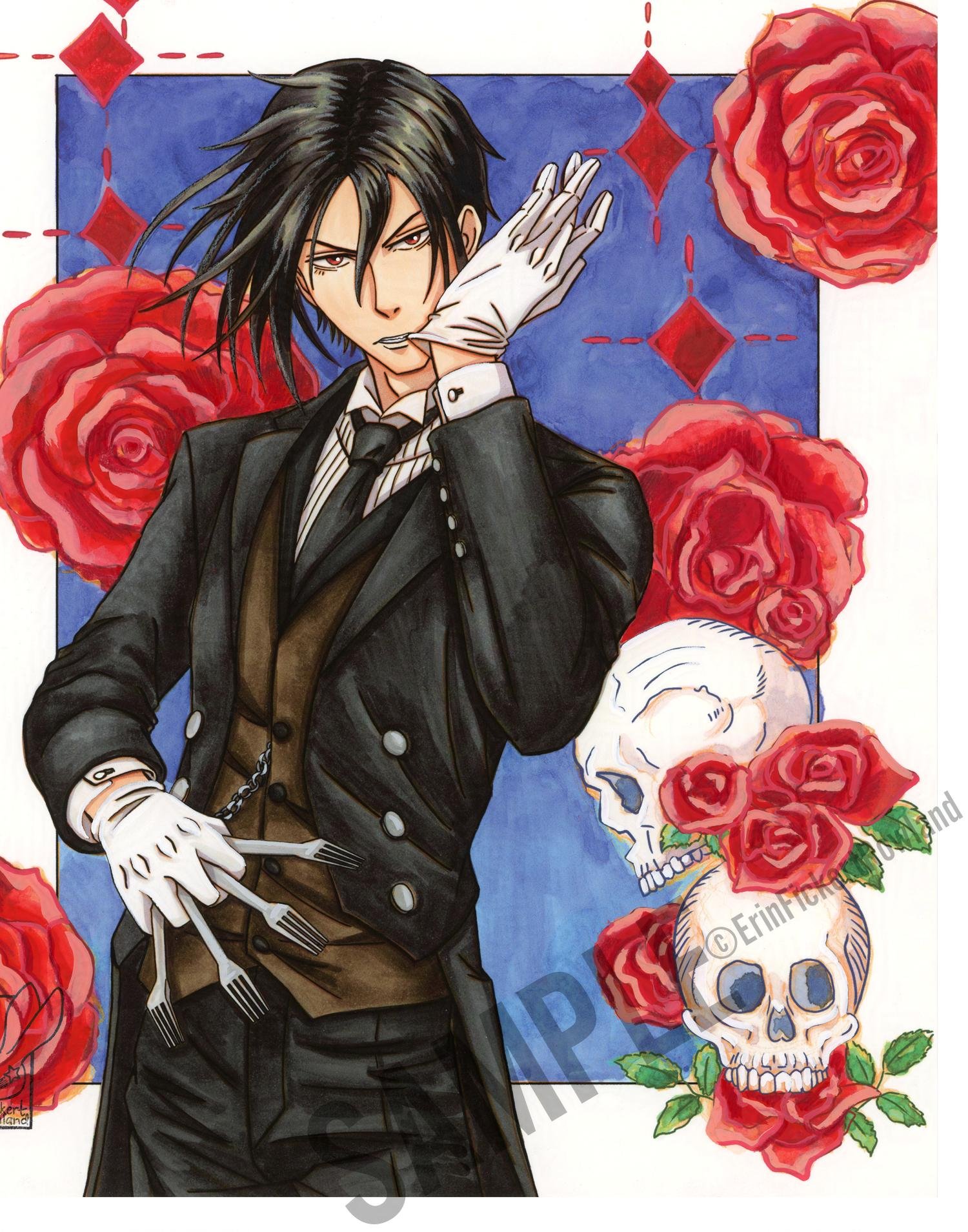 Dark Servant Anime Embellished Art Print