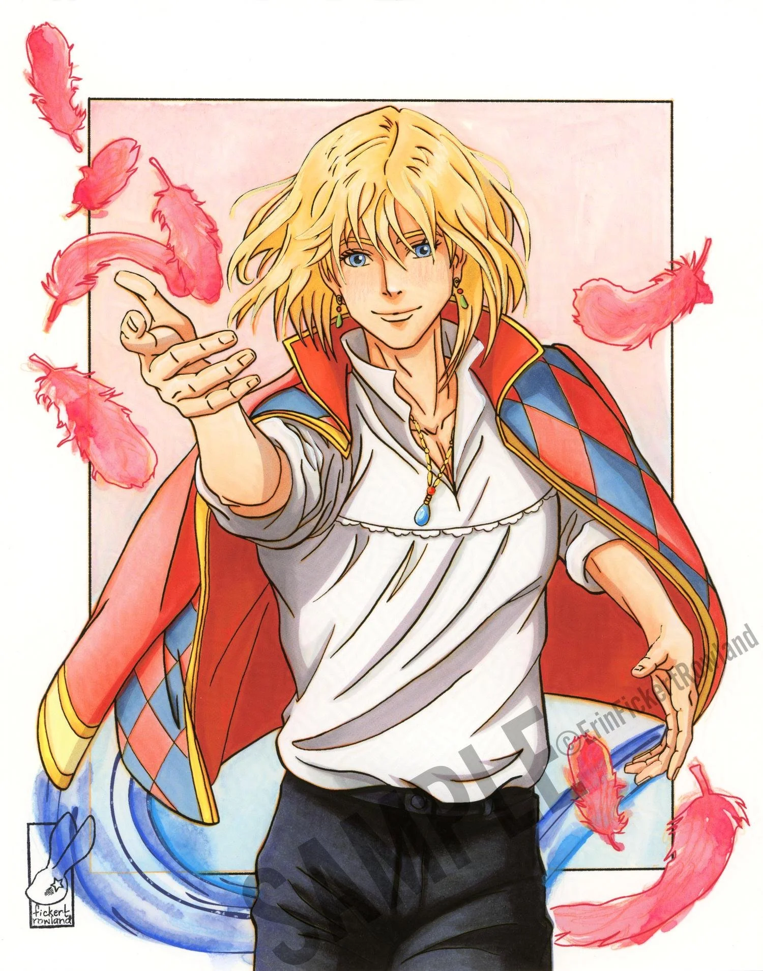 Beautiful Magician Anime Embellished Art Print