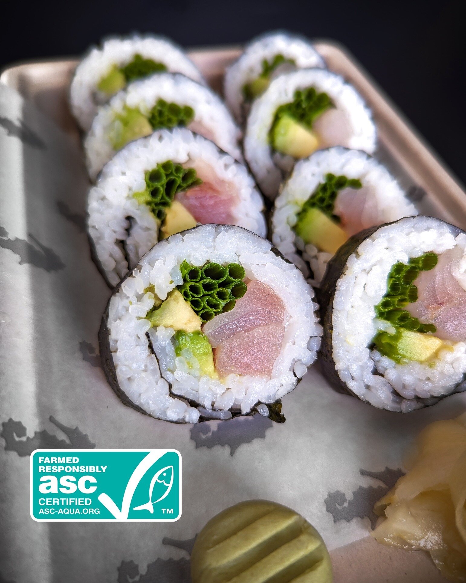 With Sustainable Seafood Week just around the corner, we&rsquo;re rolling out some new sushi packs that feature @mscbluefishtick and @ascaqua.au.nz certified sustainable seafood.
.
📸: ASC Australian Kingfish + Avocado maki rolls
.
Available from Mur