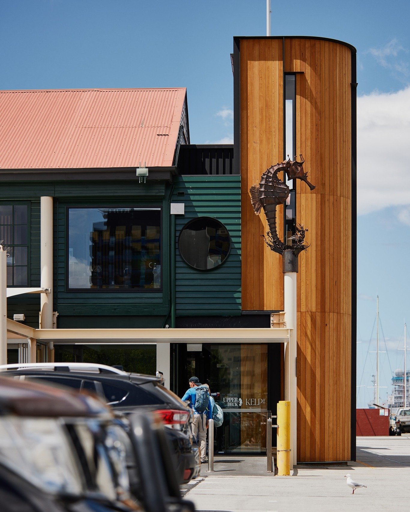 Our new entrance to Upper Deck and @kelpbarhobart is made from Tasmanian hydrowood! This reclaimed celery top pine was salvaged from Lake Pieman on the west coast of Tas.
.
Brilliantly envisioned by @markdrury_architect and executed by the amazing te