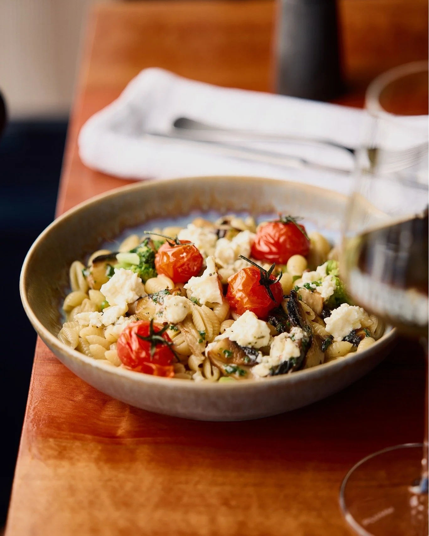 Upper Deck’s new spring menu also has a delicious selection of dishes from the garden available.  Like this delicious pasta  featuring Five Bob Farm mushrooms, gnocchetti sardi, broccoli, blistered cherry tomatoes and Coal River Farm feta.
.
mu