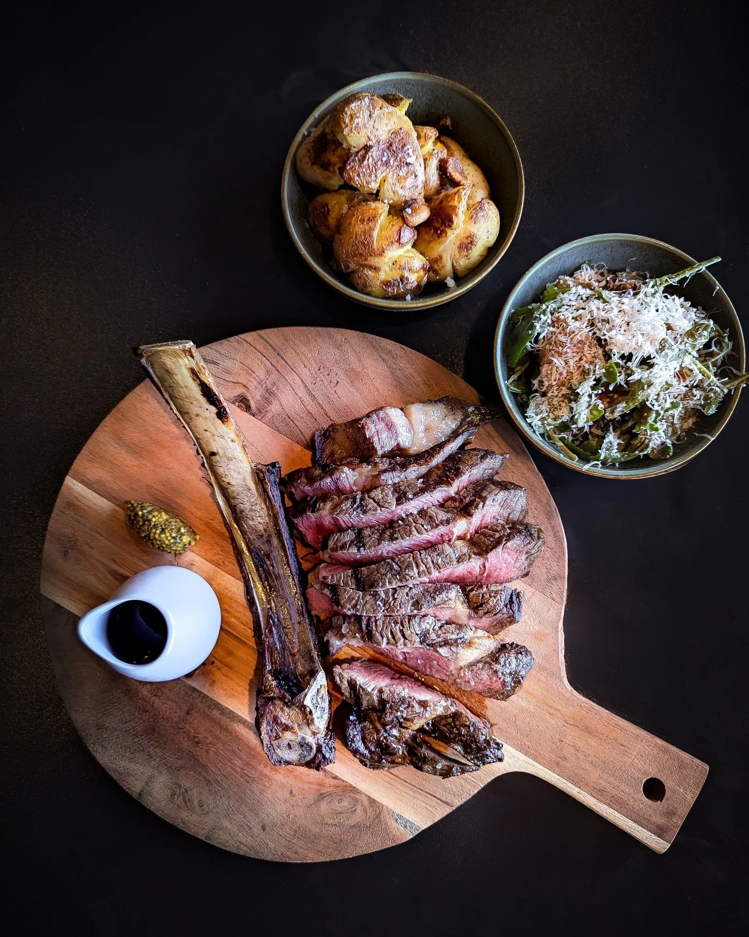 Mures Upper Deck&rsquo;s &ldquo;From the Land&rdquo; specials currently include this beautiful dry-aged Tasmanian Rib-Eye.  With local wholegrain mustard, red wine jus, garlic roasted potatoes and pear + parmesan salad it&rsquo;s a perfect option for