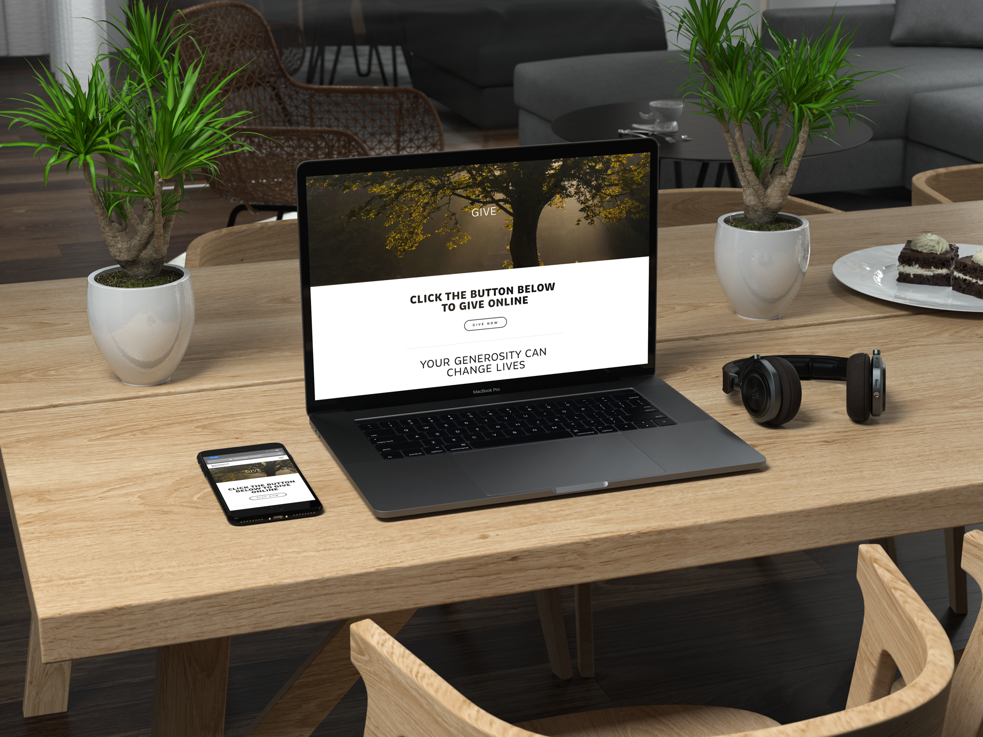 Addition of a “giving” page allows congregation to tithe via website on desktop or phone