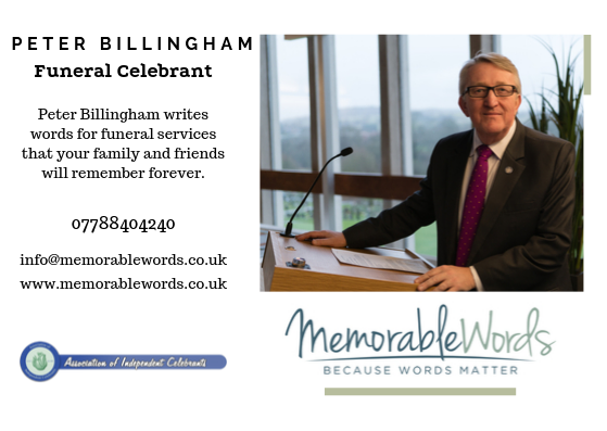 Peter Billingham Funeral Celebrant Contact Card