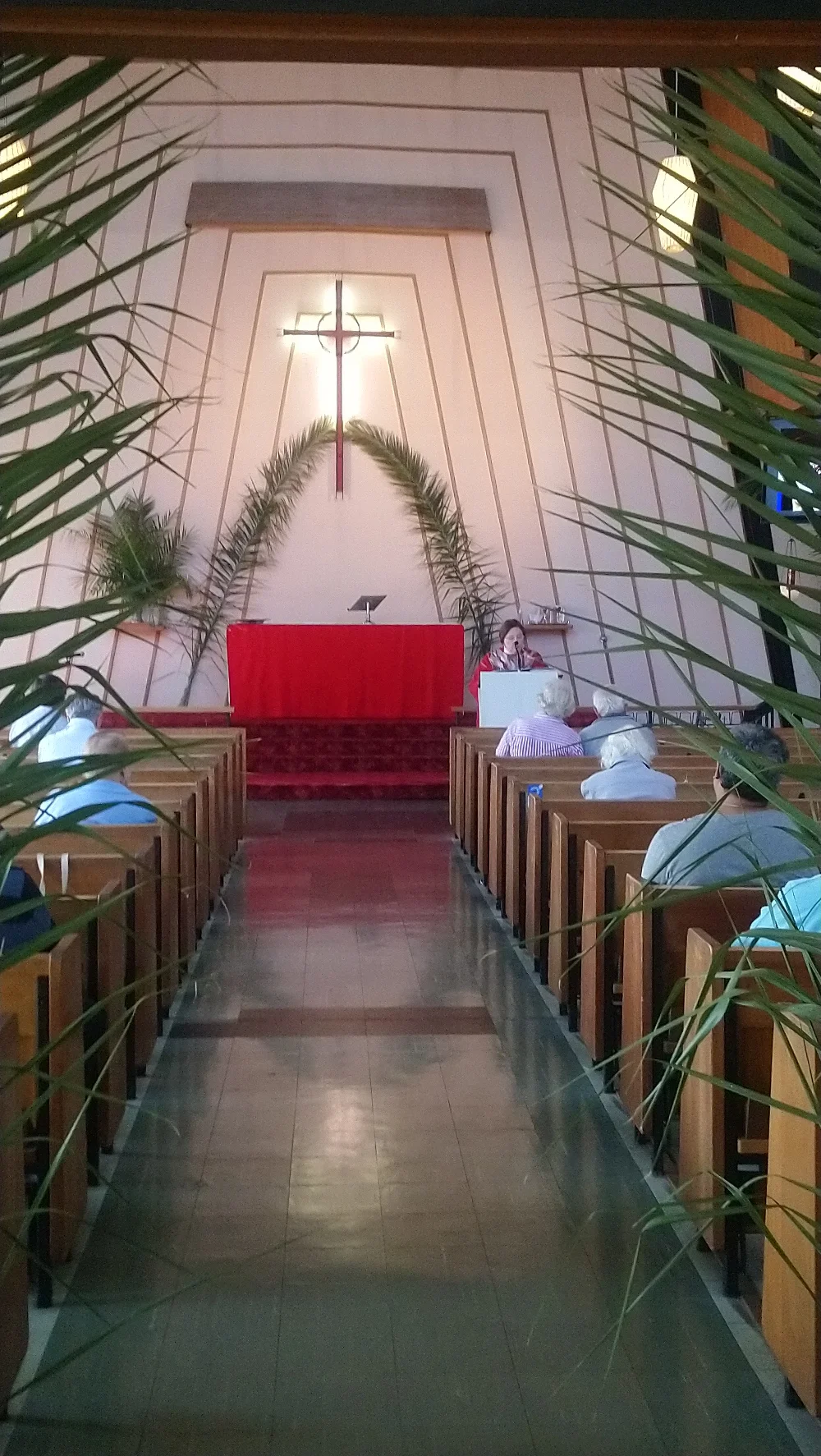Church decorated for Palm Sunday