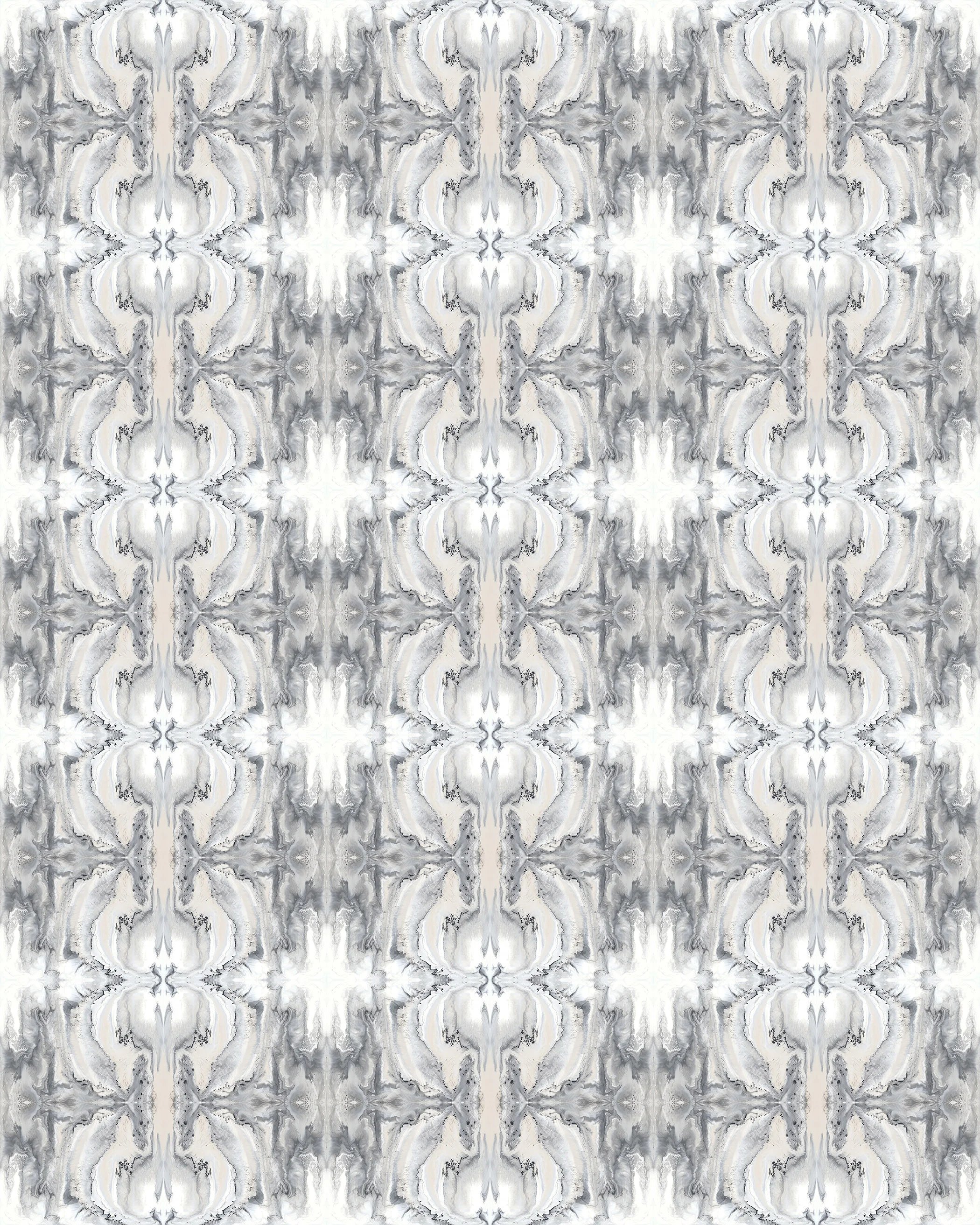 Three panels side by side to visualize vertical and horizontal pattern repeats of encaustic painting by Corrie LaVelle in grays, blacks, whites and beige colors for use in renovation, remodel, construction projects; designed in the Pacific Northwest