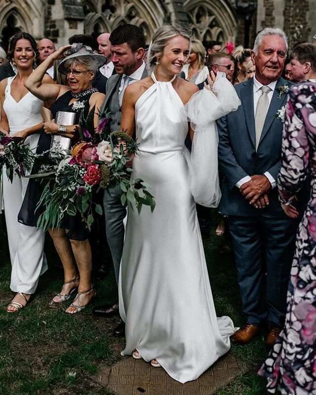 Love this picture of @imlucyloo on her big day!  She absolutely rocked our Cheryl dress.  Gorgeous image by @emma_epiclovestory.
.
.
#weddingdress #halfpennylondon #halfpennybride #halfpennybrides #weddings #londonbride #coolbride #Londonbride #Londo