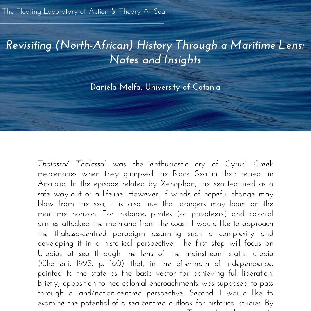 CONFERENCE: Revisiting (North-African) History Through a Maritime Lens (Abstract)