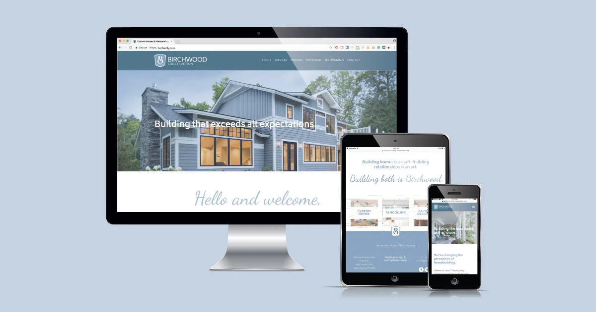 Birchwood Construction Company's Squarespace website designed by Current 120.