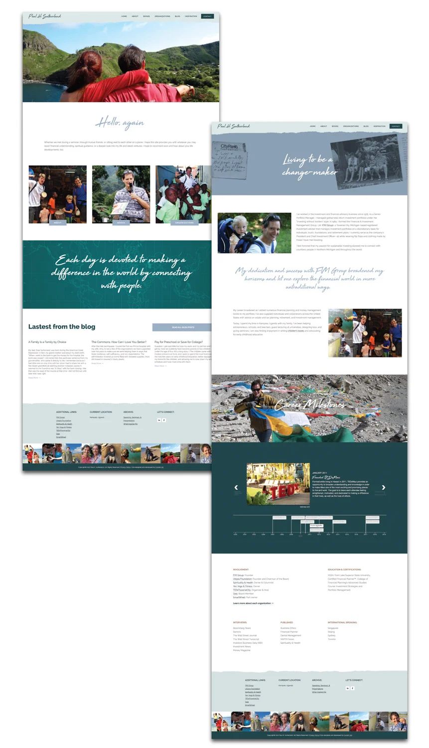 Paul H. Sutherland's Squarespace website design and development by Current 120.