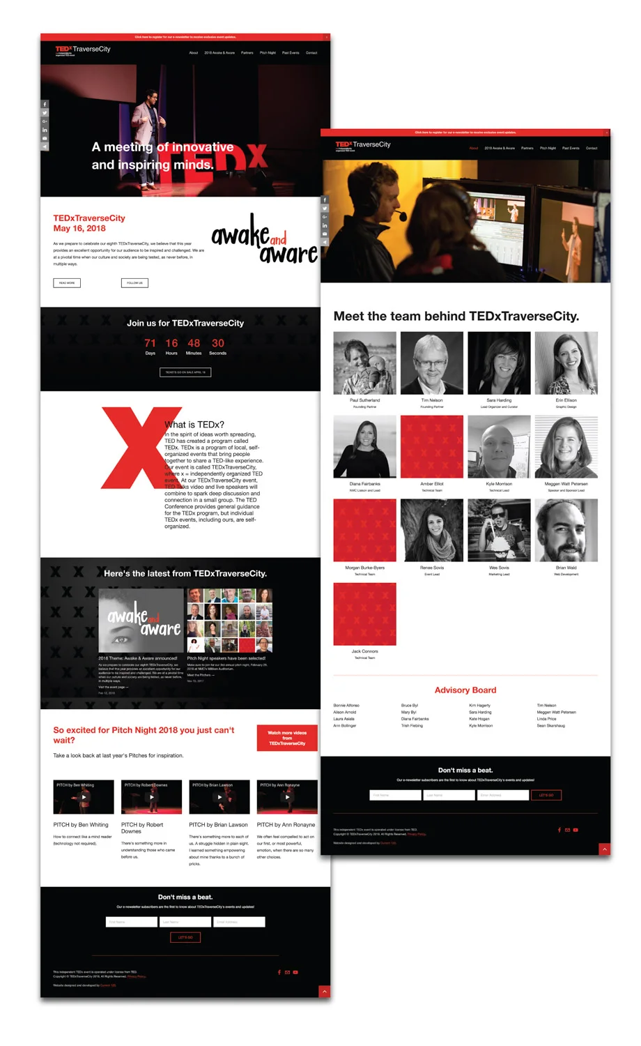 TEDxTraverseCity's Squarespace website design and development by Current 120.