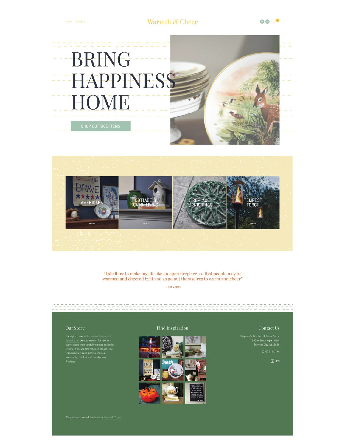 Traverse City’s curated vintage store, Warmth & Cheer’s eCommerce website designed and developed by Current 120.