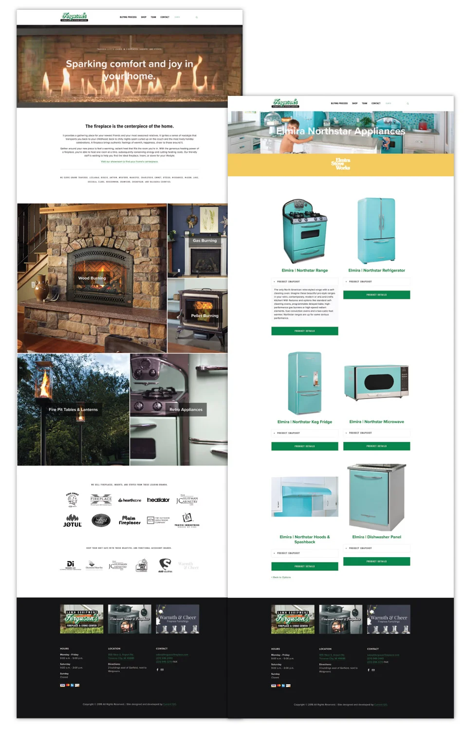 Traverse City’s premiere fireplace store, Ferguson’s Fireplace & Stove Center’s website designed and developed by Current 120.