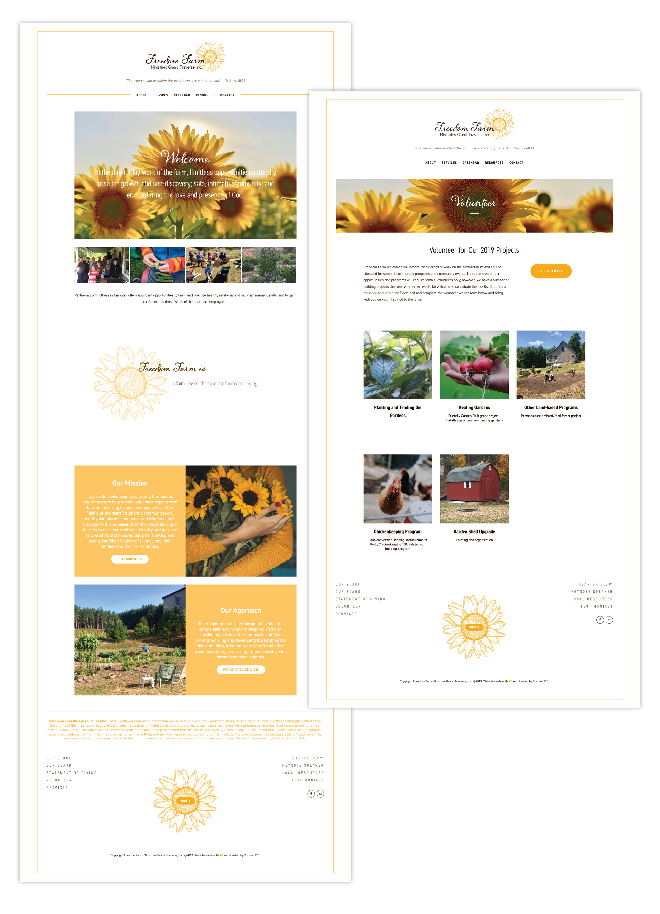 Current 120 web design and branding donated to local nonprofit, Freedom Farm Ministries Grand Traverse.