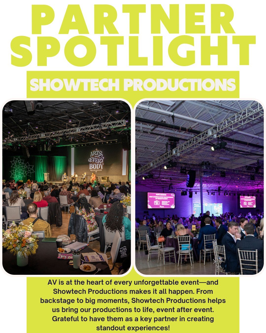 Vendor Spotlight: Showtech Productions

We&rsquo;re proud to shine a light on one of our trusted AV partners, Showtech Productions! From seamless stage setups to flawless audio-visual experiences, Showtech has been instrumental in bringing countless 