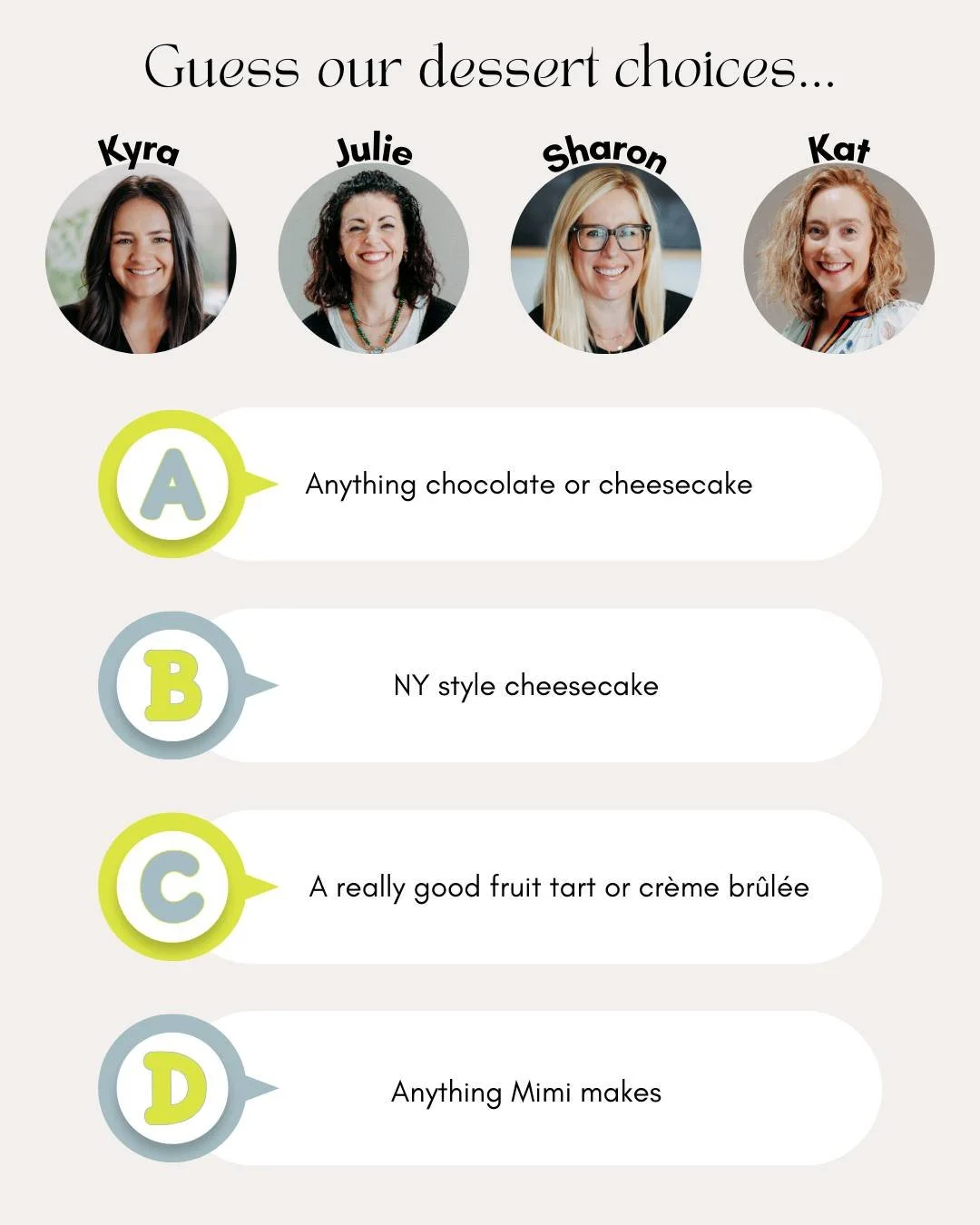 Comment with which sweet treat you think belongs to each of us&hellip;
and swipe to check your answers! 🍩✨

#GetToKnowUs #Ensemble #Dallas