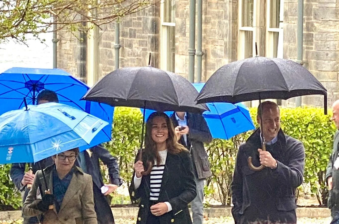Today, we St Andreans had the delight of welcoming two of our most illustrious alumni back to town, Prince William and Princess Kate. A little Scottish weather wasn&rsquo;t enough to extinguish smiles all around! #royalvisit #scottishweather #standre