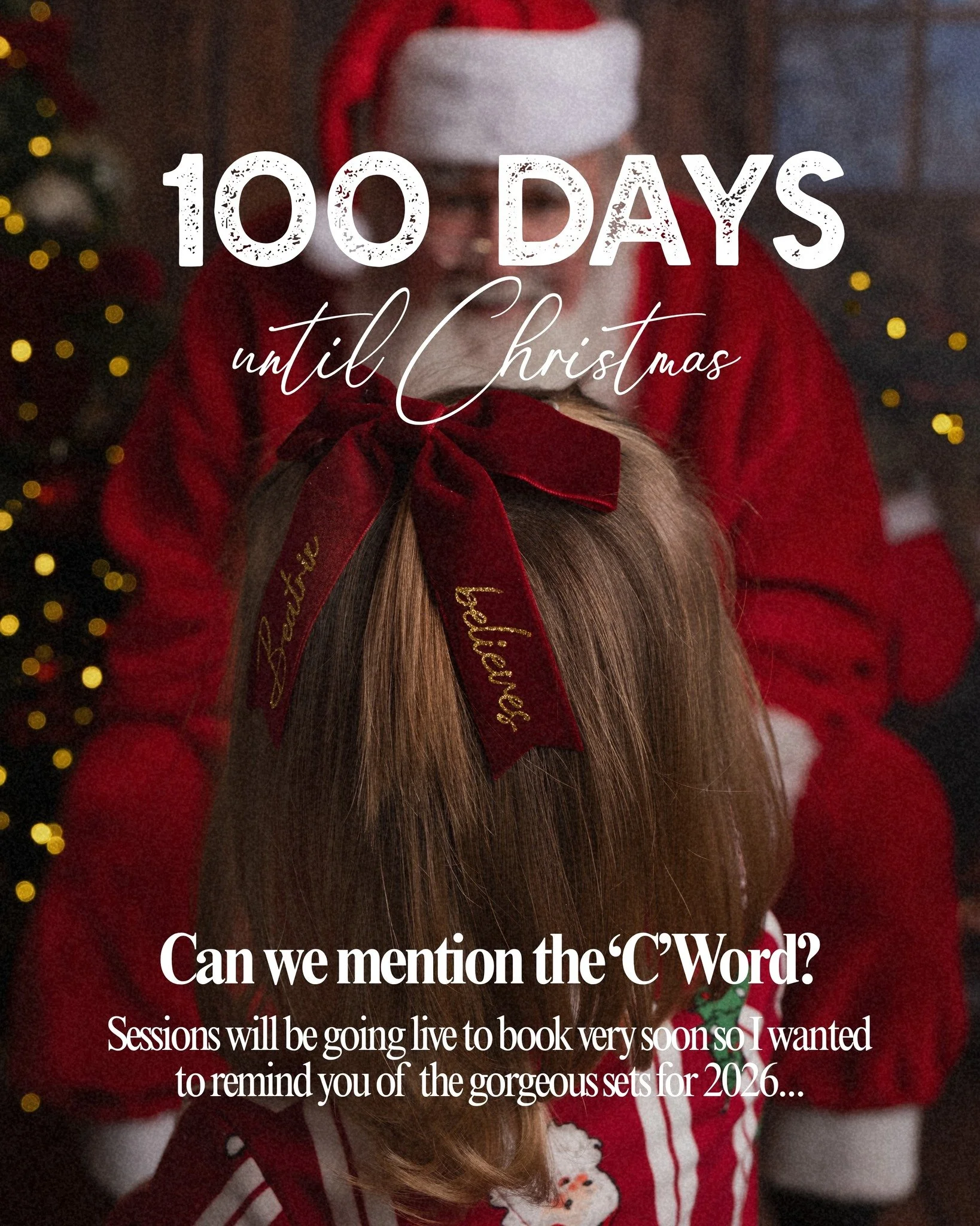 🎄 100 days until Christmas! 🎄

I know I have been quieter on the Christmas front this year than previous years but as we move closer to the festive season, and with many messages asking me when sessions are going live to book, I thought I best ment