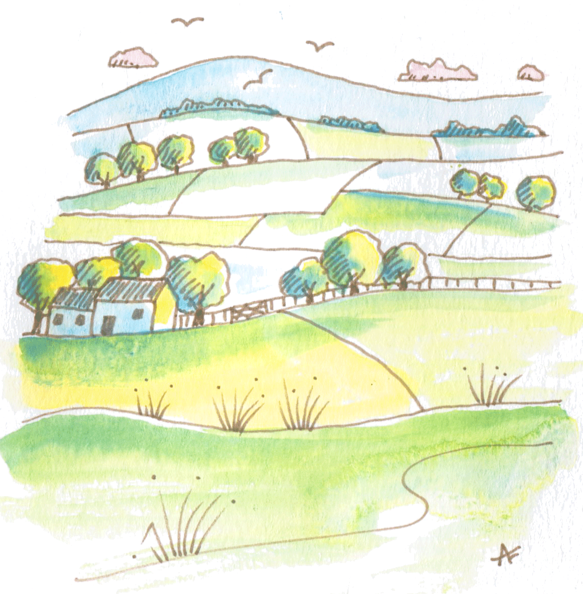 Use simple doodles for super quick landscape sketches