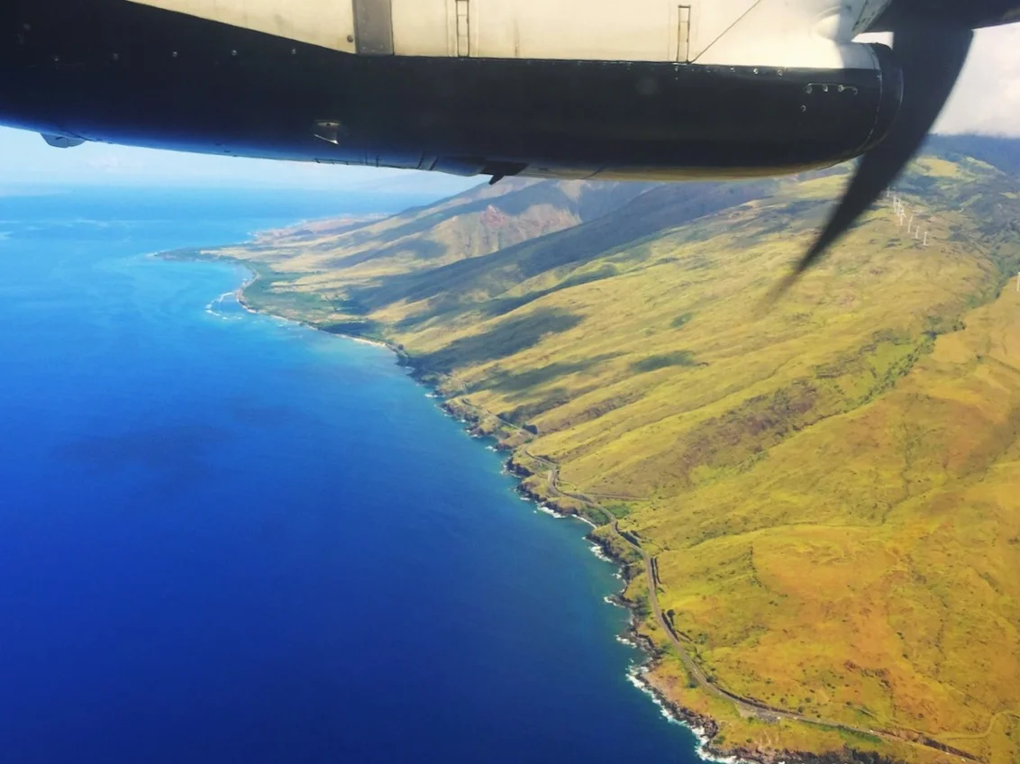 Views flying from Honolulu to Maui on a small propellor plane.