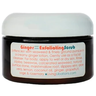 This ginger scrubbing verve will have your skin sing as it softens and tones with soothing seaweed and very finely ground pumice blended into a creamy, ginger-grapefruit lotion. Infused with the moisturizing moxie of marshmallow root and wholesome jojoba, our Ginger Exfoliating Scrub is instilled with vivacious ingredients that will make your skin feel awake and cheerful.