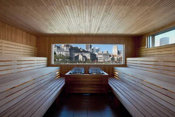 Traditional sauna inside the Bota Bota sp a, in Montréal, Quebec.