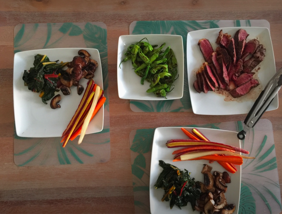 One of the epic all organic steak dinners Marissa and I cooked at her place in Kihei.